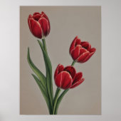 Red Tulip Flowers Poster (Voorkant)