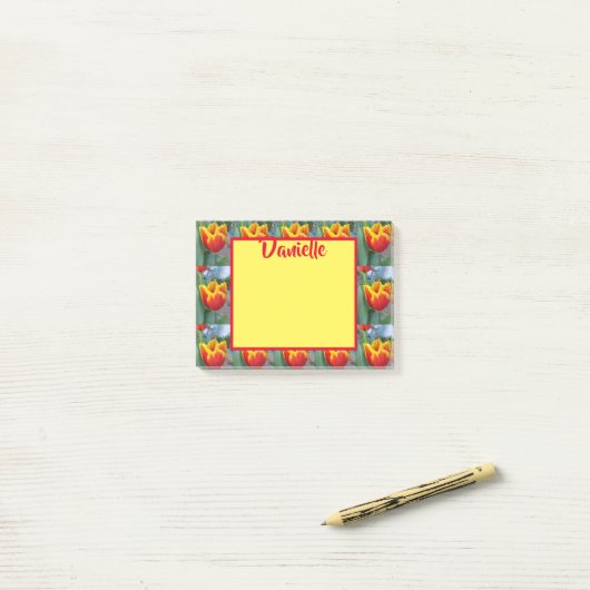 Red Tulip foto Vrouwen Naam Post It Notes (Op bureau)