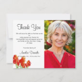 Red Tulip Funeral Thank You Card Kaart (Voorkant)