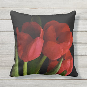 Red Tulip Garden Flowers Outdoor Pillow Buitenkussen