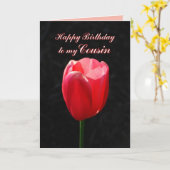 Red Tulip Happy Birthday Cousin Kaart (Gele Bloem)