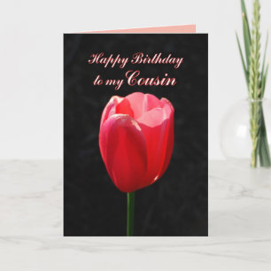 Red Tulip Happy Birthday Cousin Kaart