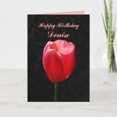 Red Tulip Happy Birthday Denise Kaart (Voorkant)