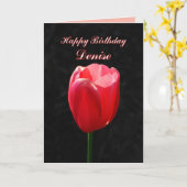 Red Tulip Happy Birthday Denise Kaart (Gele Bloem)