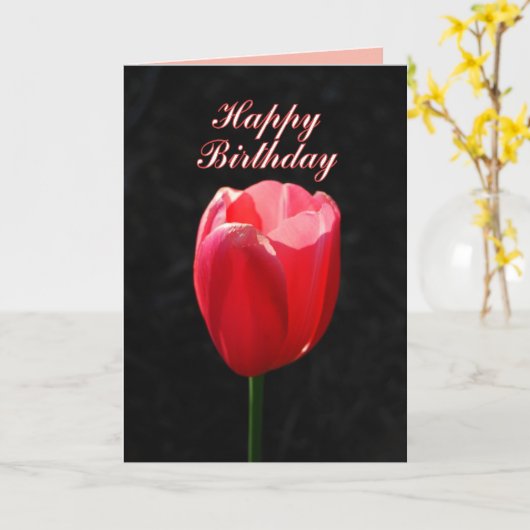 Red Tulip Happy Birthday Kaart (Gele Bloem)