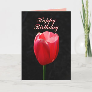 Red Tulip Happy Birthday Kaart