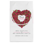 Red tulip hartkunst bedankt voor bruiloft gunst klein cadeauzakje (Achterkant)