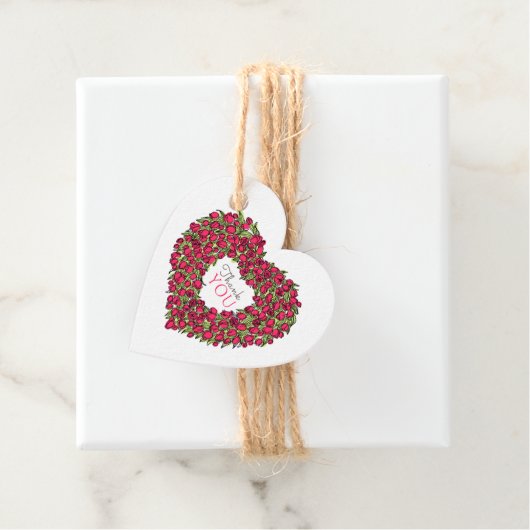 Red tulip hartkunst bedankt voor je huwelijksgunst bedankjes labels (In situ)