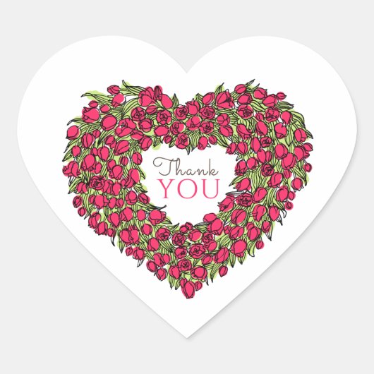 Red tulip hartkunst bedankt voor je huwelijksgunst hart sticker (Voorkant)
