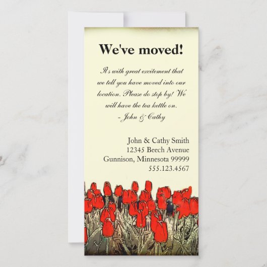 Red Tulip Illustratie Wijziging adresfotokaart Aankondiging (Voorkant)