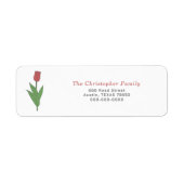 Red Tulip Pastel Bloem Retouradres Label (Voorkant)