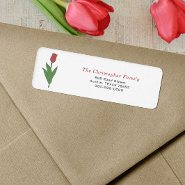 Red Tulip Pastel Bloem Retouradres Label