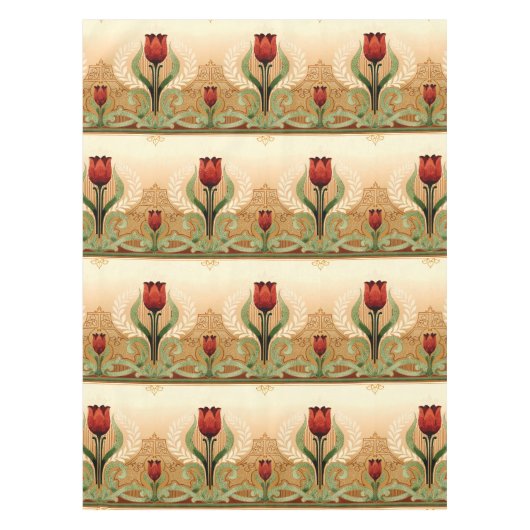  Red Tulip-patroon in Mission Style Tafelkleed (Voorkant)