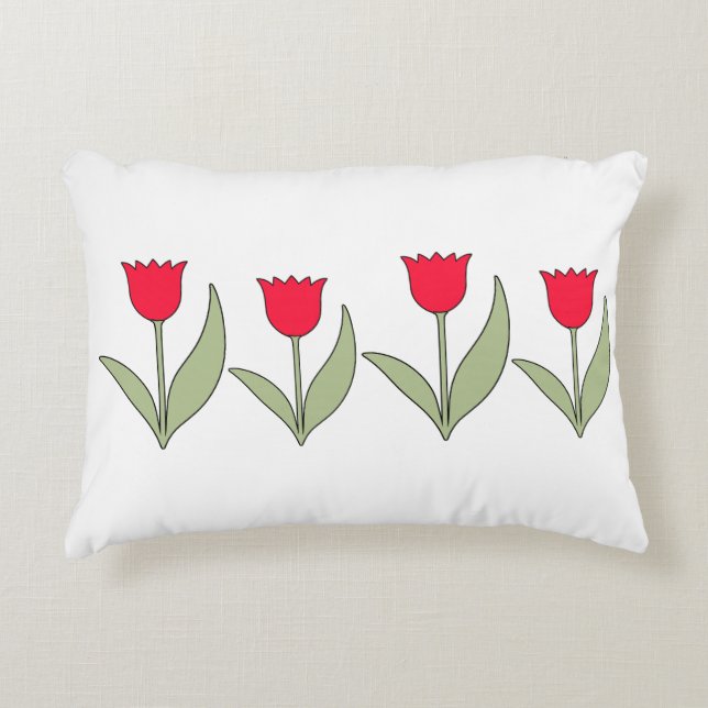 red tulip pillow accent kussen (Voorkant)
