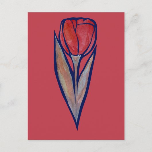 Red Tulip Spring Natuur Briefkaart (Voorkant)