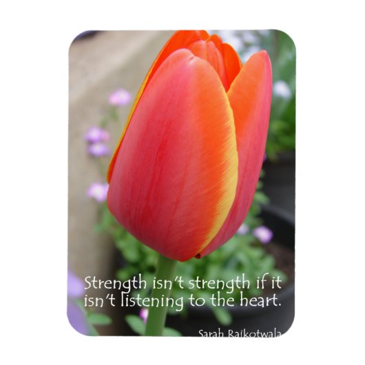 Red Tulip Strength Quote Flowers foto Magnet Magneet (Verticaal)