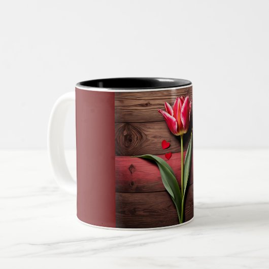 Red Tulip Tweekleurige Koffiemok (Voorkant links)