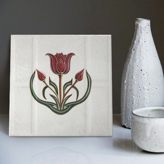 Red Tulip Wall Decor Art Deco Gibbons Tegeltje