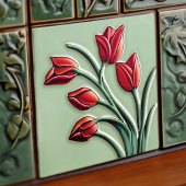 Red Tulip Wall Decor Art Deco-keramiek Tegeltje