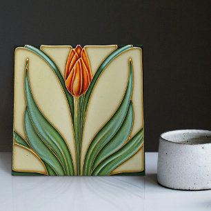 Red Tulip Wall Decor Art Deco Tegeltje