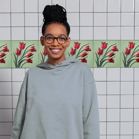 Red Tulip Wall Decor Art Deco Tegeltje