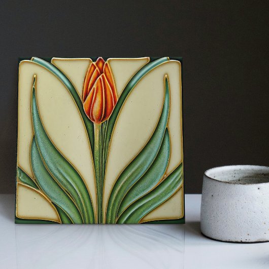 Red Tulip Wall Decor Art Deco Tegeltje