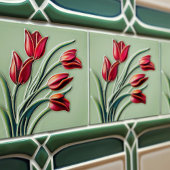 Red Tulip Wall Decor Art Deco Tegeltje