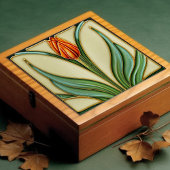 Red Tulip Wall Decor Art Deco Tegeltje