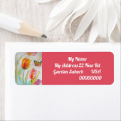 Red Tulip Waterverf Flower Return-adreslabels Etiket (Insitu)