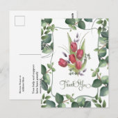 Red Tulip Waterverf hand getekend Briefkaart (Voorkant / Achterkant)