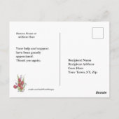 Red Tulip Waterverf hand getekend Briefkaart (Achterkant)