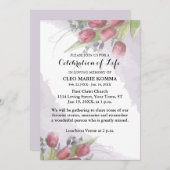 Red Tulip Waterverf Memorial Invitation Kaart (Voorkant / Achterkant)