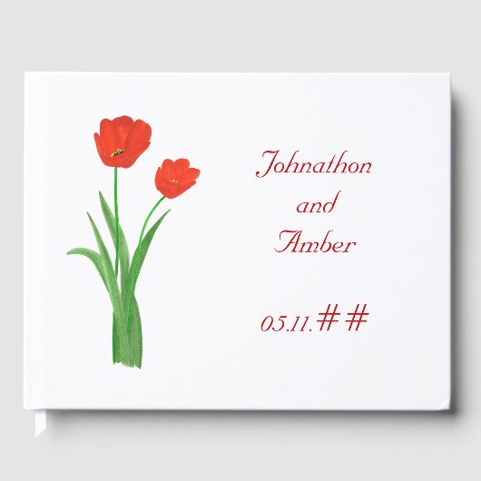  Red Tulips aangepast Guestbook Gastenboek (Voorkant)