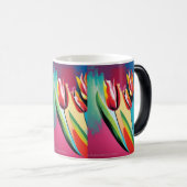 Red tulips abstract design magische mok (Voorkant rechts)