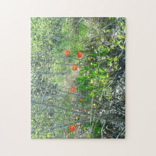 Red Tulips Aspen Trees Jigzaag Puzzle | Uitdaging Legpuzzel (Verticaal)