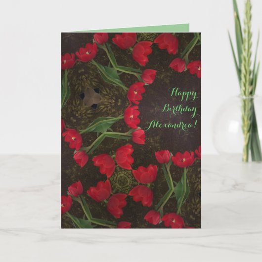 Red Tulip's Birthday Kaart (Voorkant)
