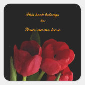 Red Tulips Bookplaat Vierkante Sticker (Voorkant)