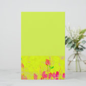 Red Tulips Border Yellow Green Stationery Briefpapier (Staand voorkant)