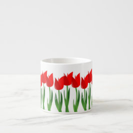 Red Tulips Ceramic Espresso Mok