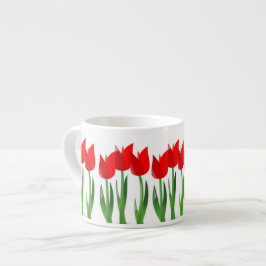Red Tulips Ceramic Espresso Mok