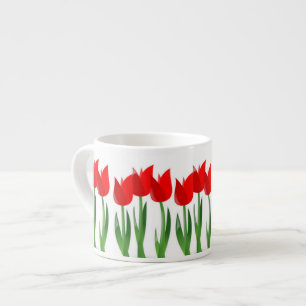 Red Tulips Ceramic Espresso Mok