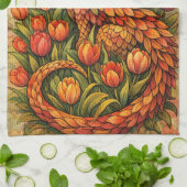Red Tulips Dragon Spring Dragons                   Theedoek (Gevouwen)