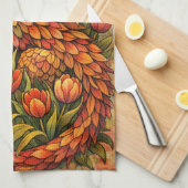Red Tulips Dragon Spring Dragons                   Theedoek (Quarter Fold)