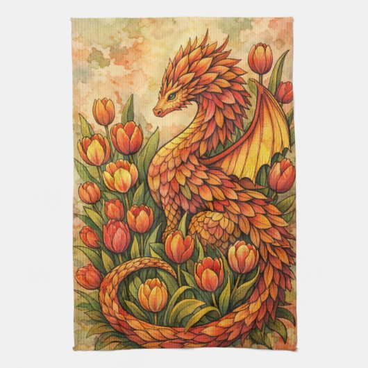 Red Tulips Dragon Spring Dragons                   Theedoek (Verticaal)