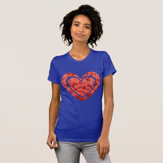 Red Tulips Field Heart App. T-Shirt (Voorkant volledig)