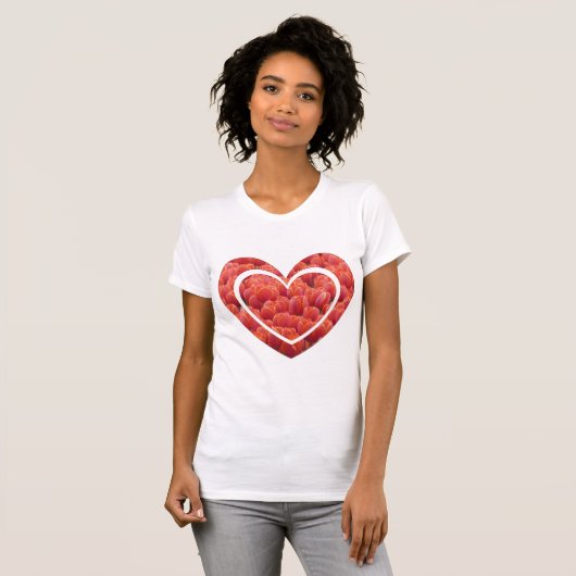Red Tulips Field Heart App. T-Shirt (Voorkant volledig)