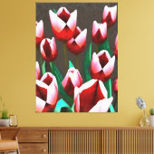 Red Tulips Floral Abstract Canvas Afdruk (Insitu (Woonkamer))