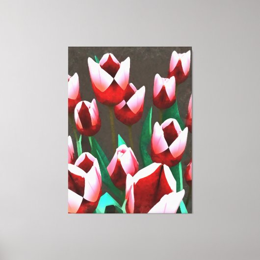 Red Tulips Floral Abstract Canvas Afdruk (Voorkant)