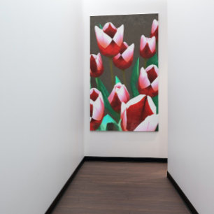 Red Tulips Floral Abstract Canvas Afdruk