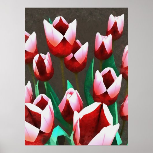 Red Tulips Floral Abstract Poster (Voorkant)